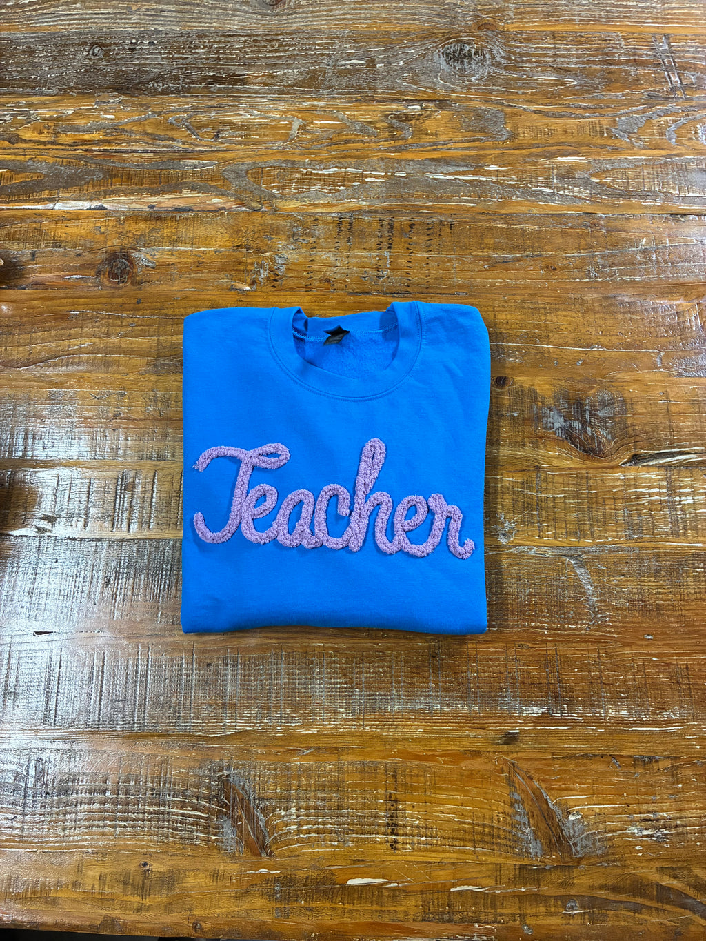 Teacher yarn embroidered sweatshirt