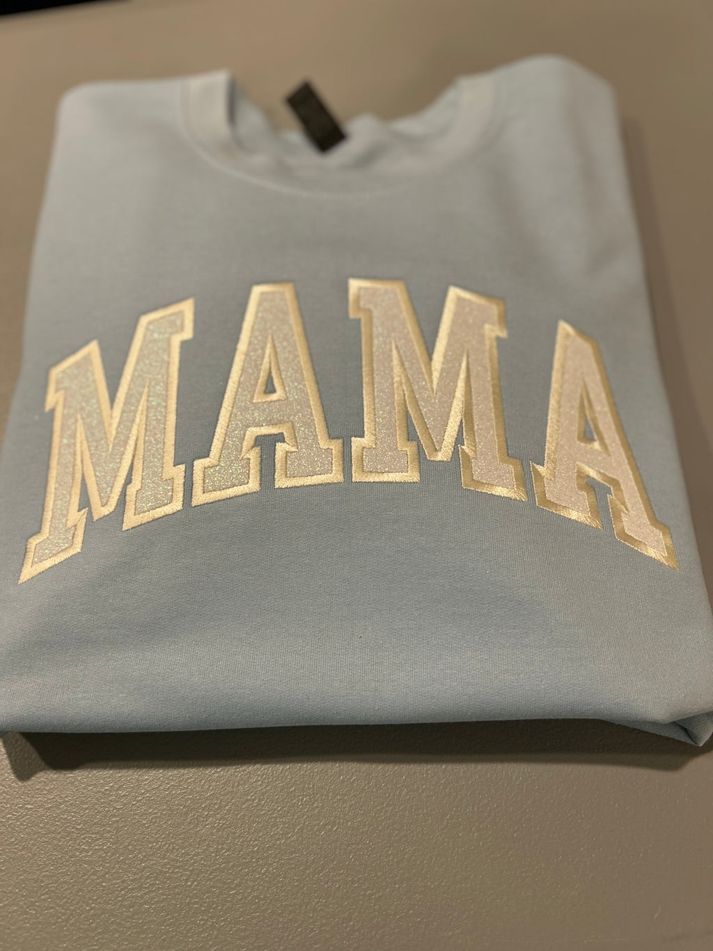 Customized Glitter Embroidered Mama Sweatshirt