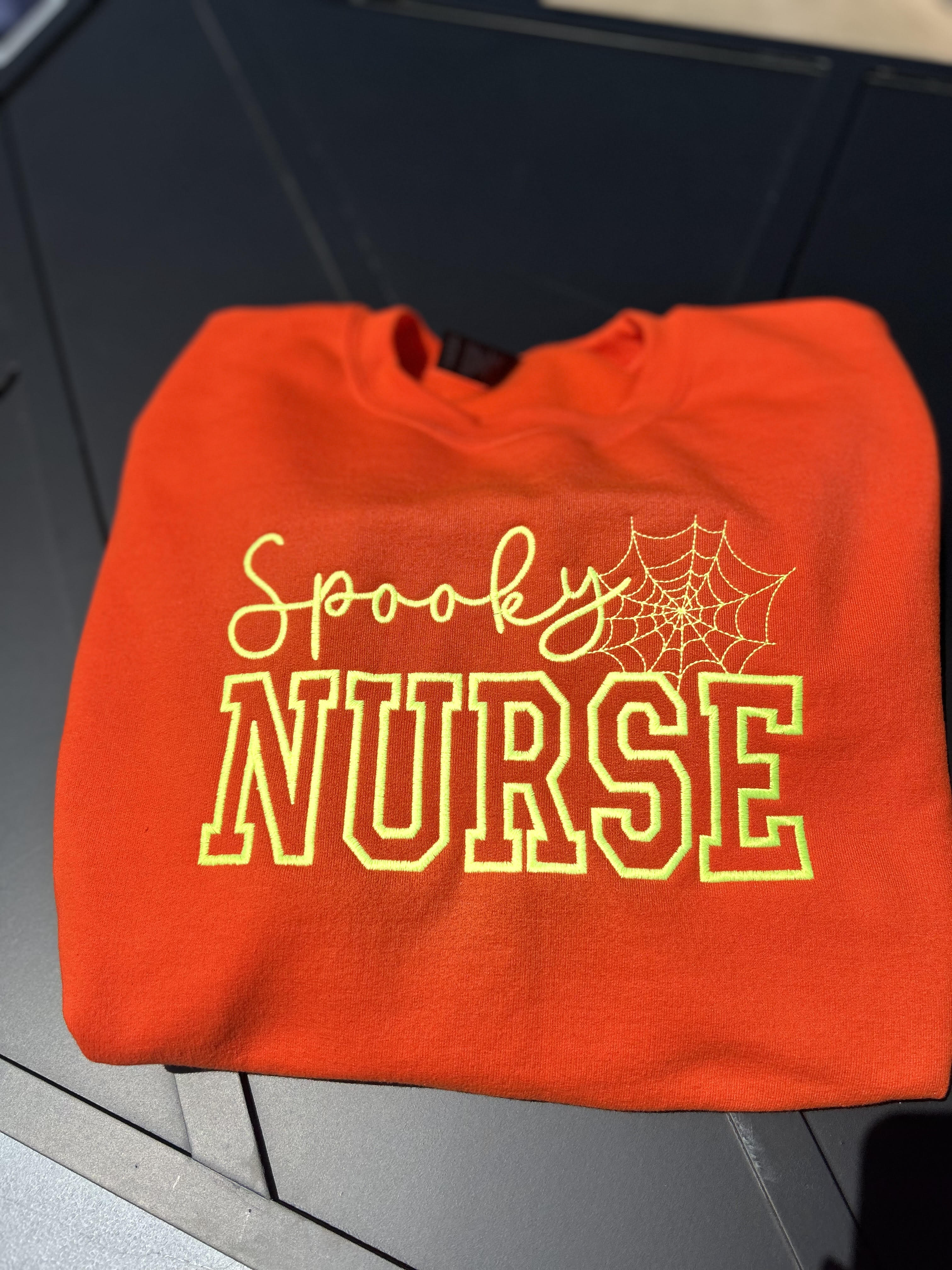 Spooky Nurse Embroidered Sweatshirt